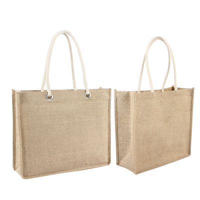 تسوق اللون الطبيعي 30xx12x30cm 380gsm أكياس البقالة الجوت